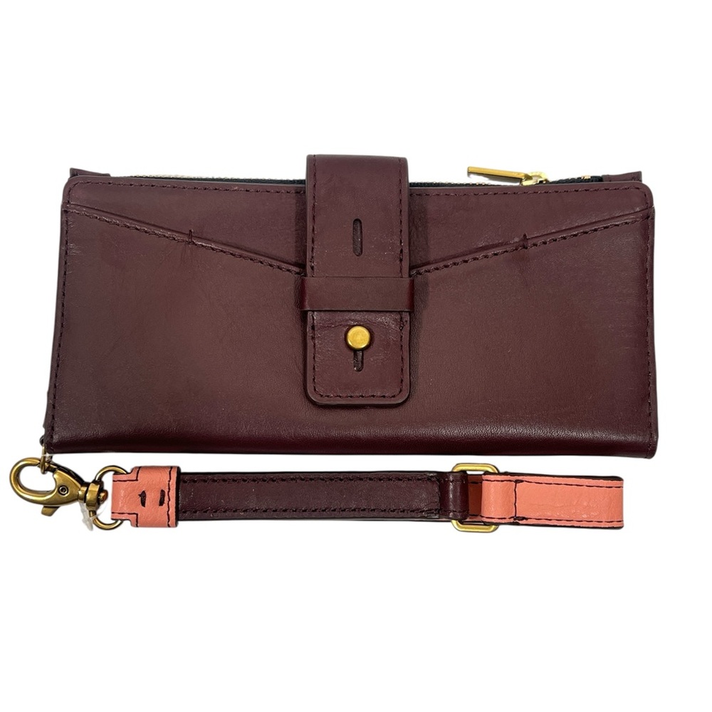 Fossil Willa Slim Brown/Pink Leather Wristlet Wallet